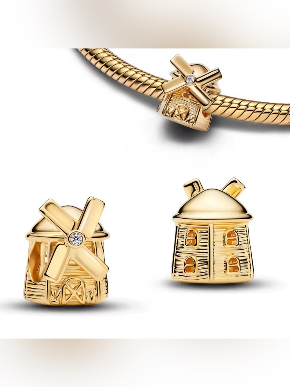 NWOT Gold Windmill Charm Sterling Silver 925